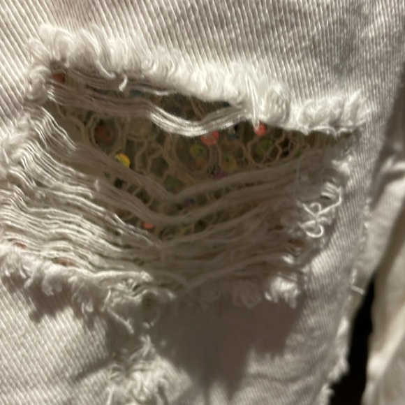 Distressed Denim Jacket with Sequined Details - Picture 11 of 17